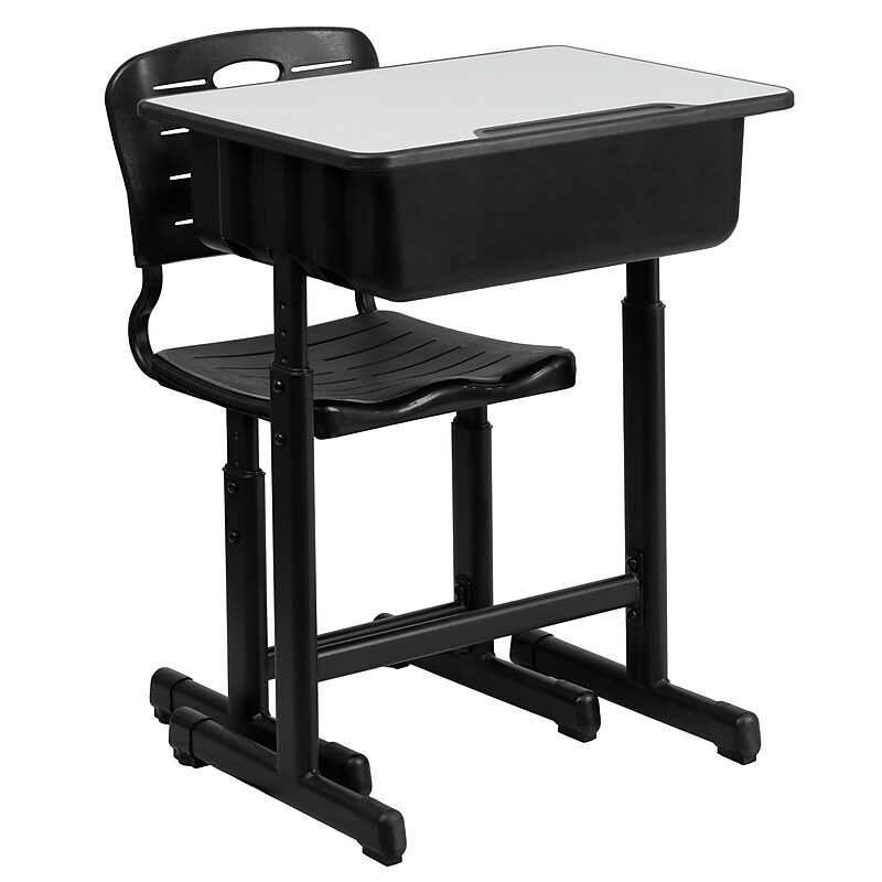 Flash Furniture Nila 24"W Rectangular Adjustable Standing Student Desk and Chair, Black/Gray (YUYCX04609010) image 1