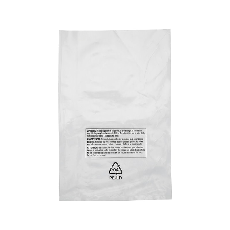 6" x 9" Suffocation Warning Layflat Poly Bags, 2 Mil, Clear, 1000/Carton (16100) image 1