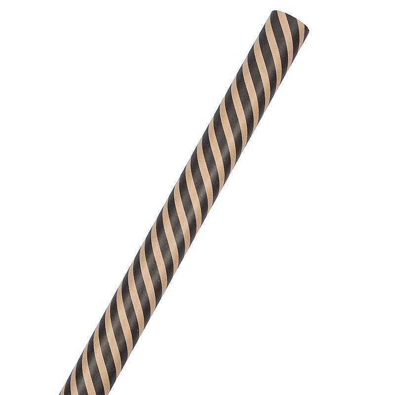 JAM Paper  Wrapping Paper, 25 Sq. ft. x 30", Brown Kraft & Black Stripes (165630610) image 1