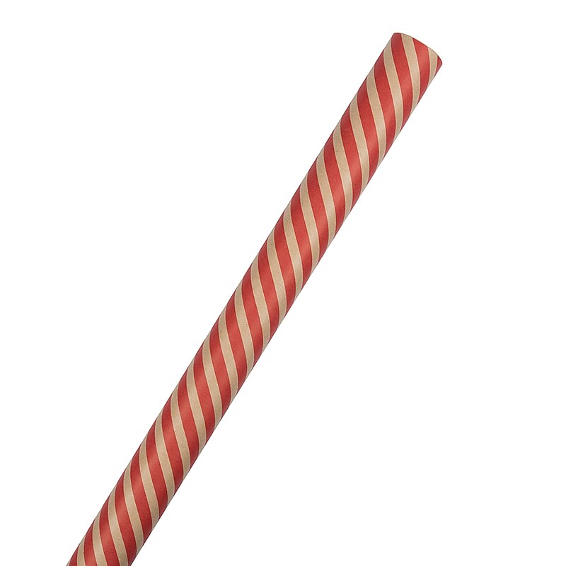 JAM Paper Wrapping Paper, 25 Sq. ft. x 30", Brown Kraft & Red Stripes (165631197) image 1