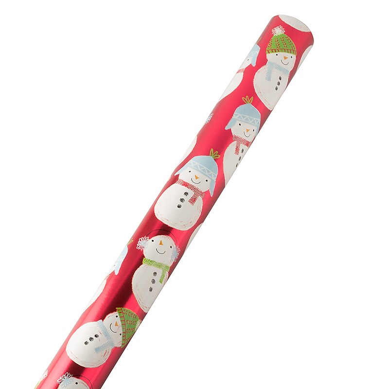 JAM Paper Christmas Wrapping Paper, 25 Sq. ft. x 30", Cozy Snowmen, (165530962) image 1