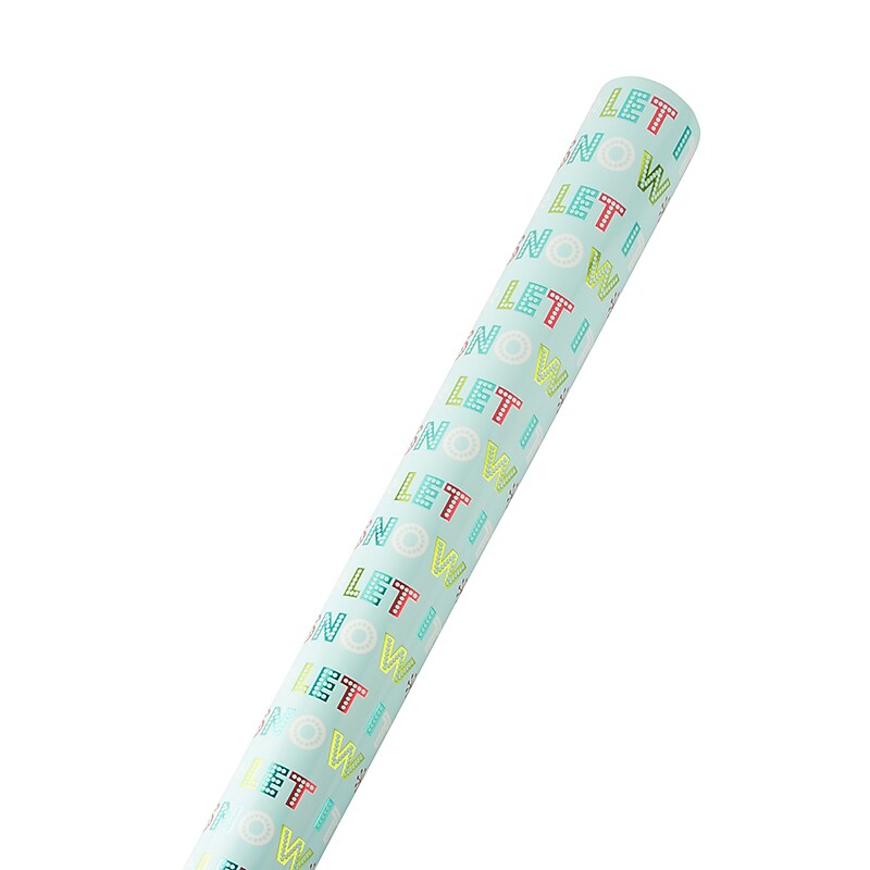 JAM Paper Christmas Wrapping Paper, 25 Sq. ft. x 30", Light Blue 'Let it Snow' (165534087) image 1