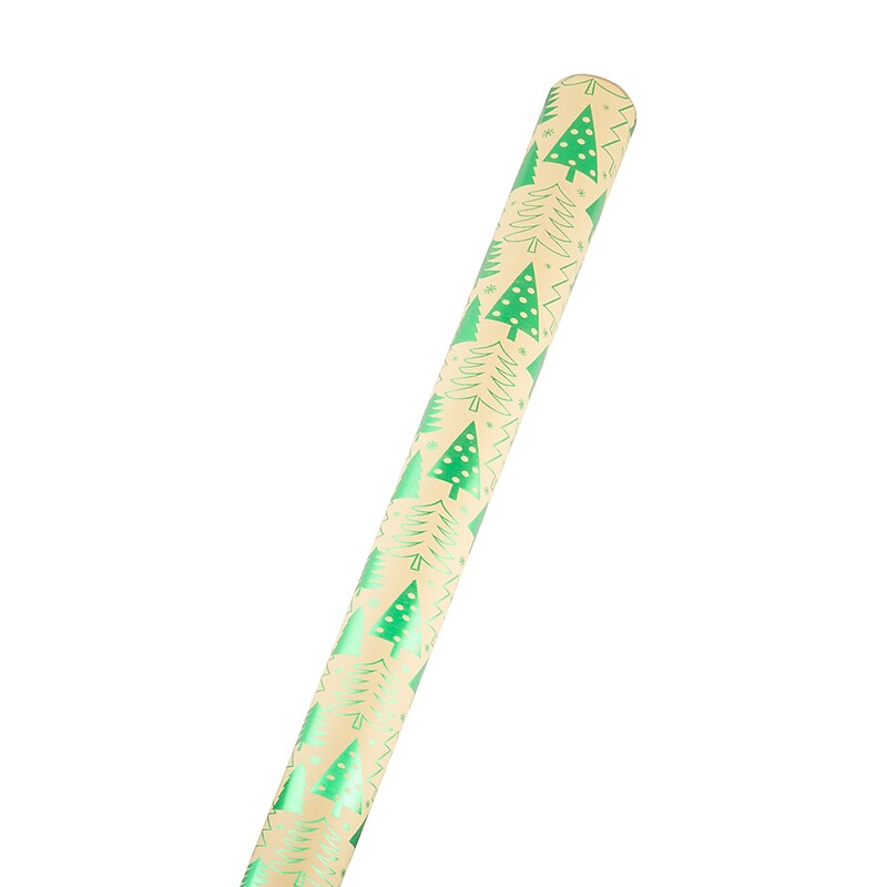 JAM Paper Christmas Wrapping Paper, 15 Sq. Ft, Kraft Lush Trees Paper (0830Q309) image 1