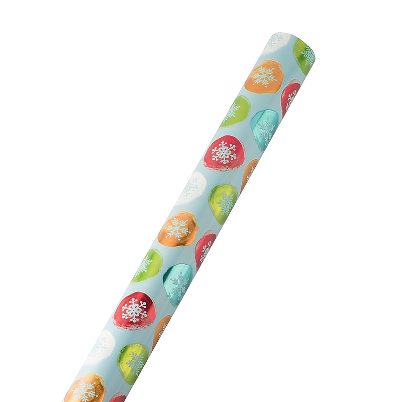 JAM Paper Christmas Wrapping Paper, 25 Sq. ft. x 30", Painted Snowflake Orbs (165FSiCc) image 1