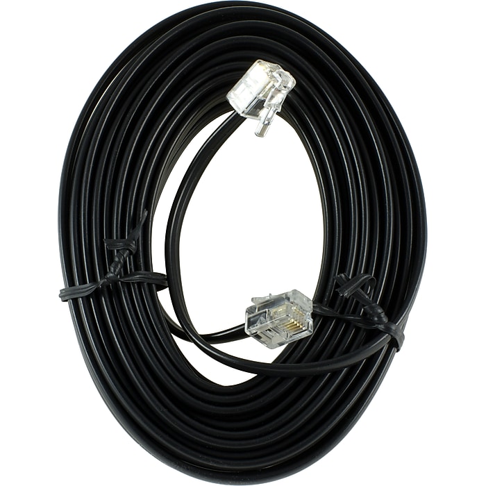 Power Gear 76579 15' Telephone Line Cord, Black | Staples