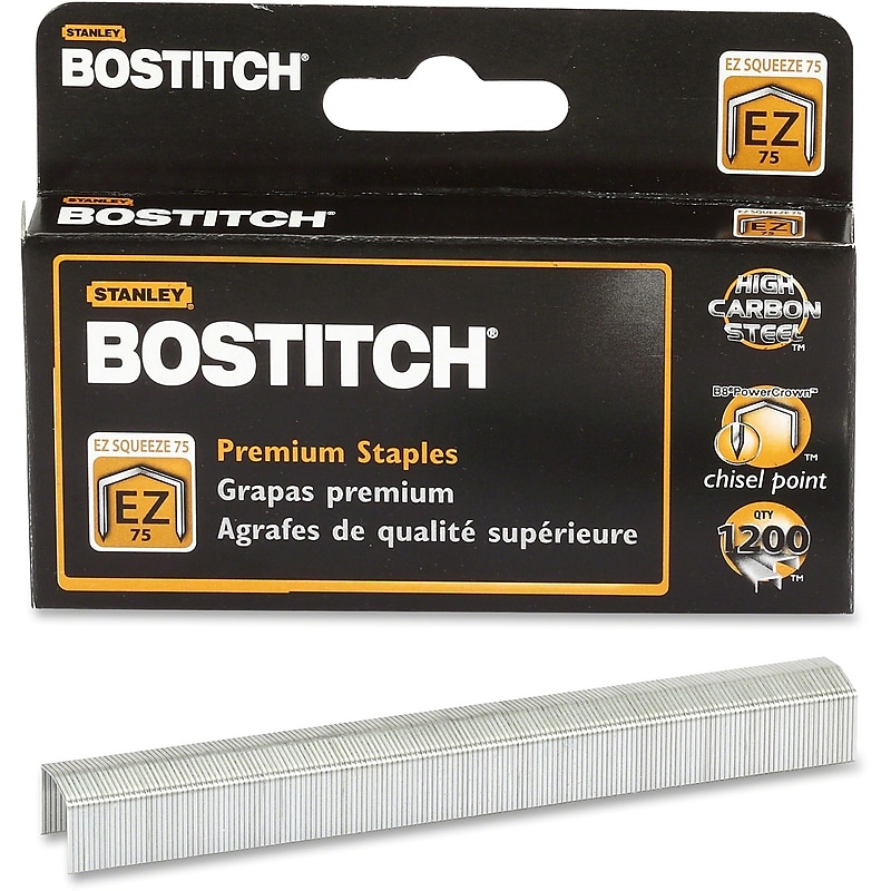 Bostitch B8 PowerCrown EZ Squeeze 75 Staples for B875 Staplers, 1,200/Box (STCR75XHC) image 1