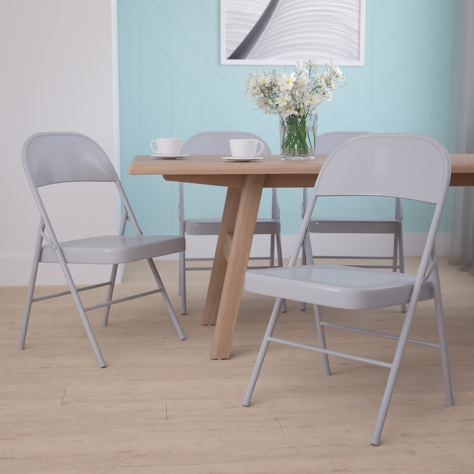 Flash Furniture HERCULES Series Metal Folding Chair, Gray, 4/Pk (4BDF002GY) Sansujyuku sansujyuku.com