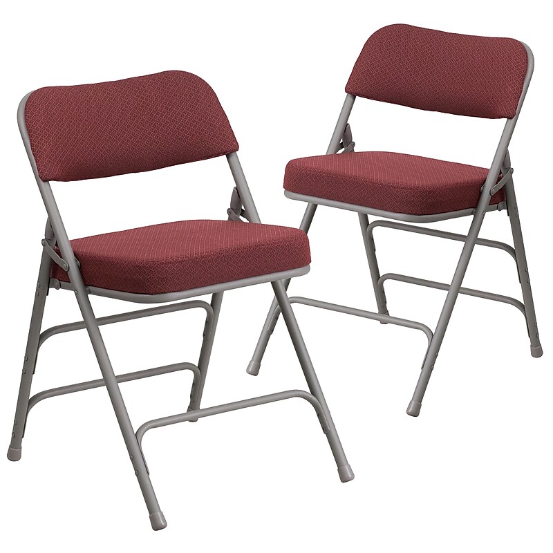 Flash Furniture HERCULES Series Fabric Folding Chair, Burgundy, 2/Pack (2AWMC320AFBG) image 1