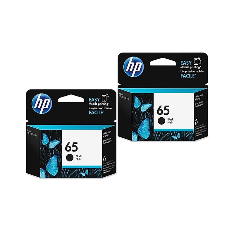 HP 65 Black Standard Yield Ink Cartridges, 2/Pack (1VU22AN-VB) image 1