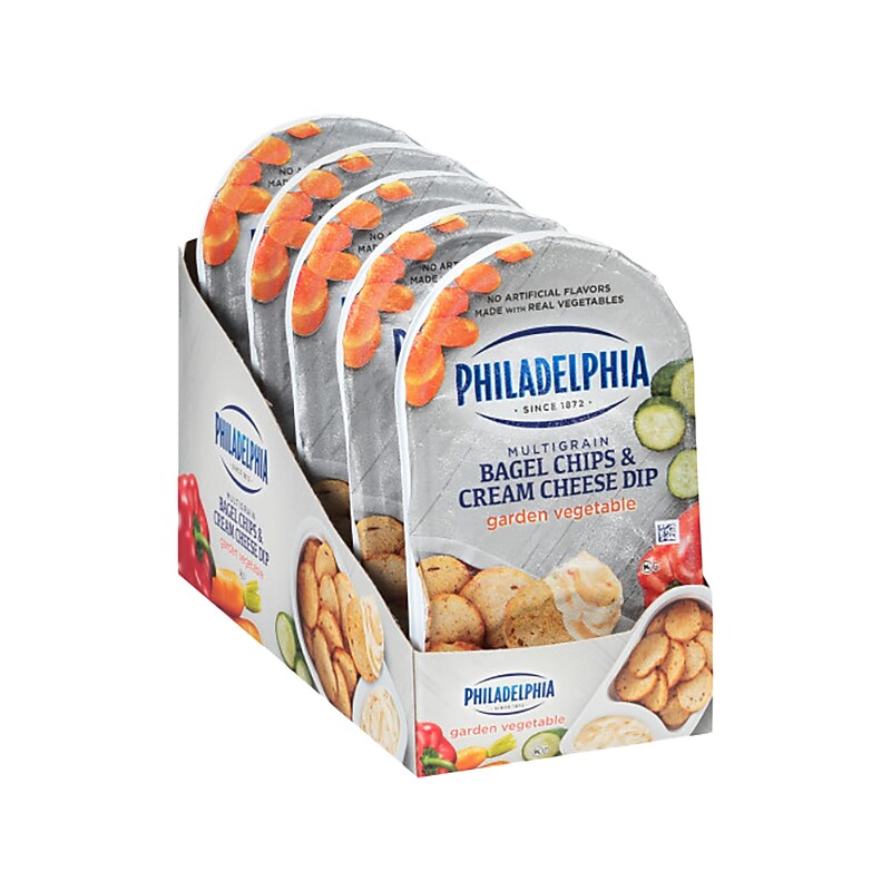 Philadelphia Bagel Chips & Cream Cheese Dip, Garden Vegetable, 2.5 oz., 5/Pack (62352) image 1