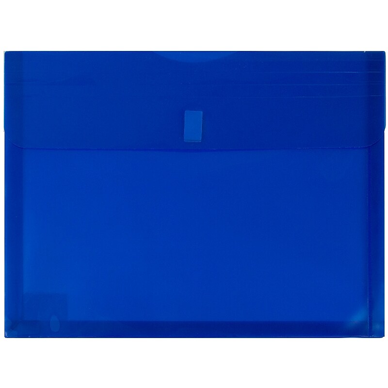 JAM Paper Plastic Envelopes with Hook & Loop Closure, 9.75 x 13 with 1 Inch Expansion, Blue, 12/Pack (218V1BU) image 1