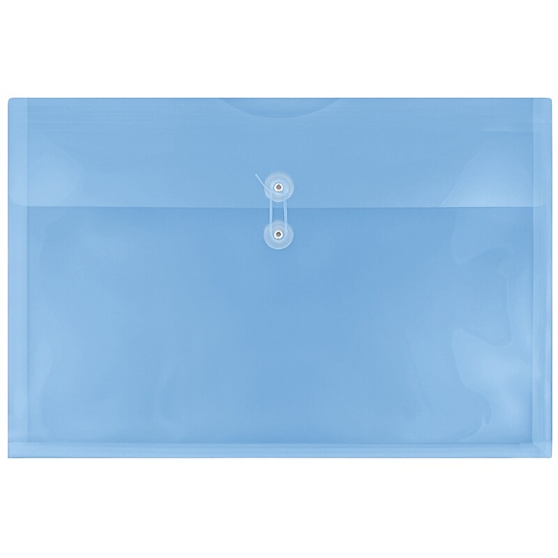 JAM Paper Plastic Envelopes with Button and String Tie Closure, Large Booklet, 12 x 18, Blue, 12/Pack (457B1BU) image 1
