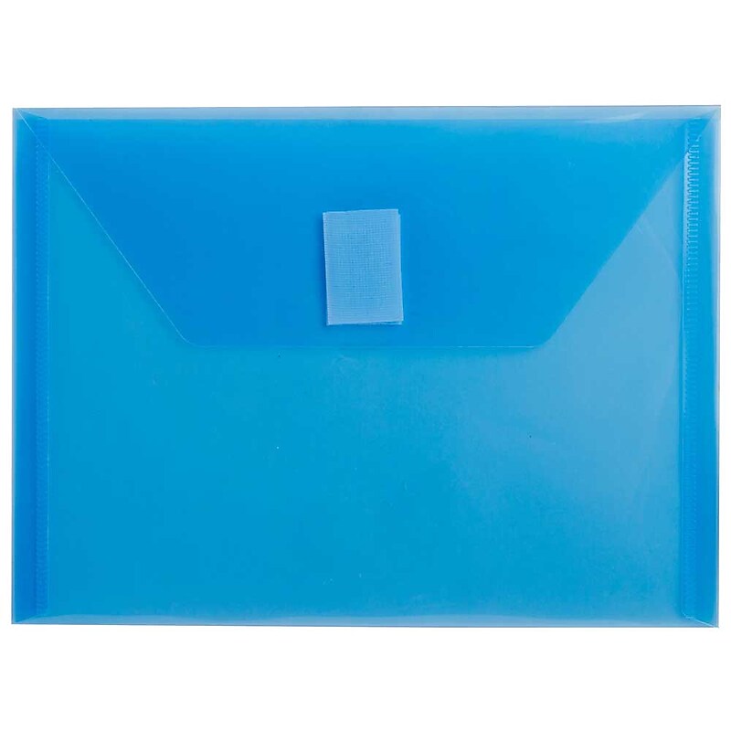 JAM Paper Plastic Envelopes with Hook & Loop Closure, Index Booklet, 5.5 x 7.5, Blue, 12/Pack (920V0BU) image 1