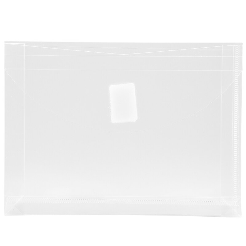 JAM Paper Plastic Envelopes with Hook & Loop Closure, Index Size, 5.5 x 7.5 with 1 Inch Expansion, Clear, 12/Pack (920V1CL) image 1