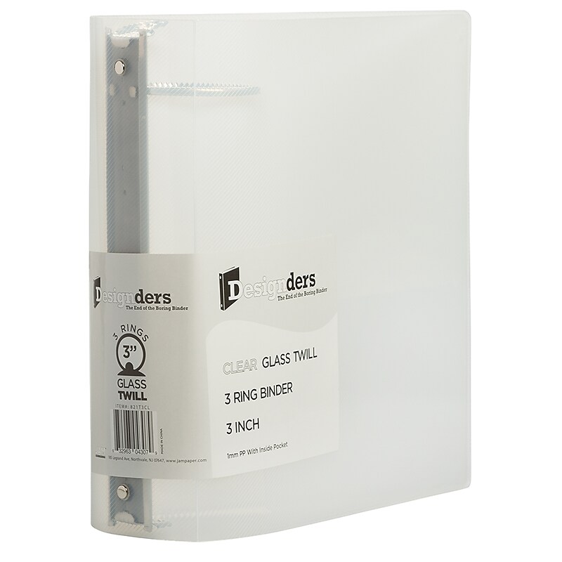 JAM Paper 3" 3-Ring Flexible Poly Binders, Clear, 108/Pack (821T3CLB) image 1