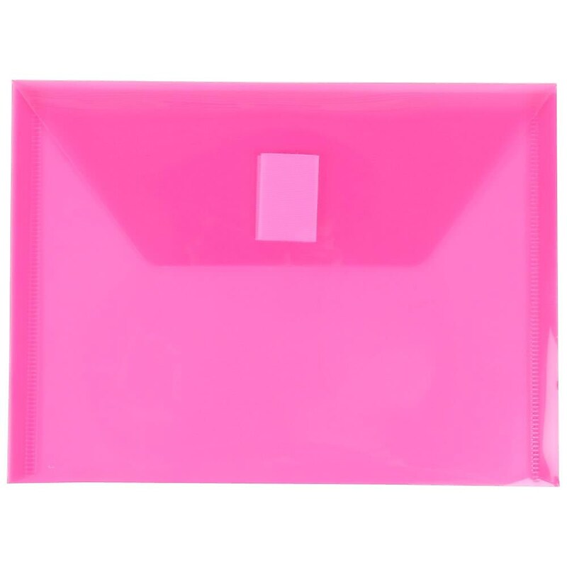 JAM Paper Plastic Envelopes with Hook & Loop Closure, Index Booklet, 5.5 x 7.5, Fuchsia Pink, 12/Pack (920V0FU) image 1