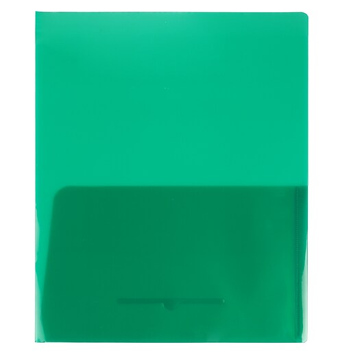 JAM Paper® Plastic See Through Two Pocket Folder, Green, 6/pack