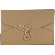 JAM Paper Kraft Portfolio with Button and String, Video Size, 5.5 x 8.5 x 1, Natural Recycled, Sold Individually (3036KRAFT)