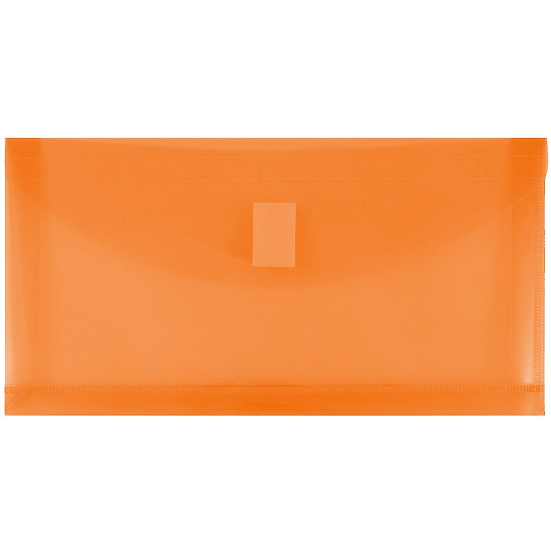 JAM Paper Standard Plastic Filing Envelope with Hook & Loop Closure, 5.25" x 10", Orange, 108/Box (921V1ORB) image 1