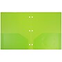 JAM Paper Heavy Duty 3 Hole Punch Two-Pocket Plastic Folders, Lime Green, 6/Pack (383HHPLID)~#|#~sp89840222_sc7