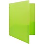 JAM Paper Heavy Duty 3 Hole Punch Two-Pocket Plastic Folders, Lime Green, 6/Pack (383HHPLID)~#|#~sp89840224_sc7