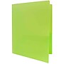 JAM Paper Heavy Duty Two-Pocket Plastic Folders, Lime Green, 6/Pack (383HLID)~#|#~sp89840286_sc7