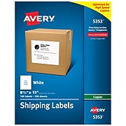 Avery Print To The Edge Laser Shipping Labels With Sure Feed 3 3 4 X 4 3 4 White 4 Labels Sheet 25 Sheets Pk 6878 At Staples