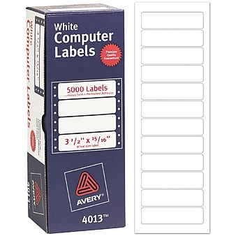 Avery Dot Matrix Printer Address Labels, 15/16" x 3 1/2", White, 5000 Labels Per Box (4013)