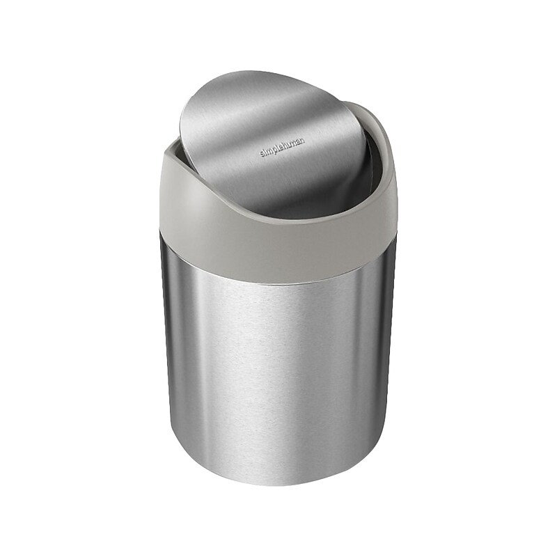 simplehuman Mini Swing Lid Trash Can, Brushed Stainless Steel, 0.4 Gal., 6/Carton (CW2084) image 1