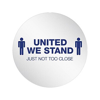 Deflect-O StandSafe Spacing Disc, "United We Stand, Just Not Too Close", 20", Clear/Blue, 50/Pack (PSDD20UWS/50)