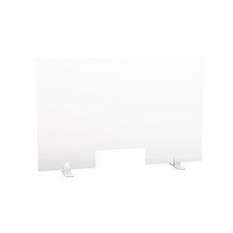 Obex Non-tackable Sneeze Guard with 3" x 12" Cut Out, 24"H x 24"W, Clear Acrylic (24X24PSSSTO4)