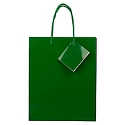 JAM Paper 10" x 8" x 4" Paper Gift Bags, Green, 6 Bags/Pack (672GLgra)