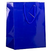 JAM Paper 10" x 13" x 5" Paper Gift Bags, Blue, 6 Bags/Pack (673GLbua)