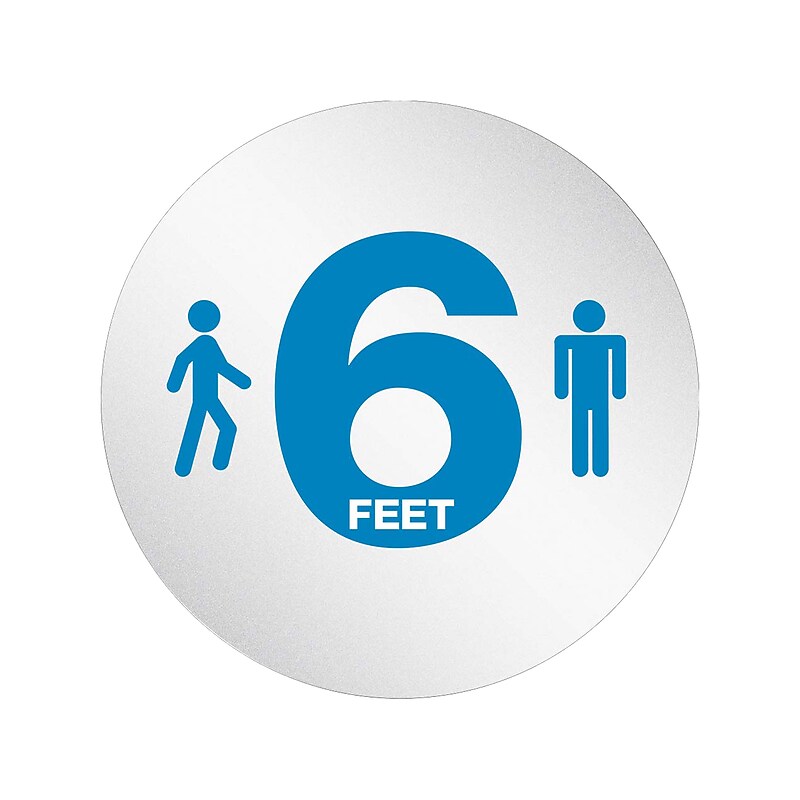 Deflect-O StandSafe Spacing Disc, "6 Feet" , 20", Clear/Blue, 50/Pack (PSDD20SIXFT/50) image 1