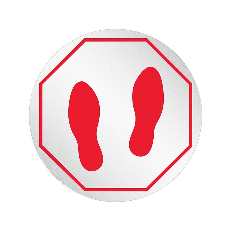 Deflect-O StandSafe Spacing Disc, Footprint , 20", Clear/Red, 50/Pack (PSDD20FPSS/50) image 1