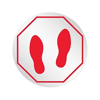 Deflect-O StandSafe Spacing Disc, Footprint , 20", Clear/Red, 50/Pack (PSDD20FPSS/50)
