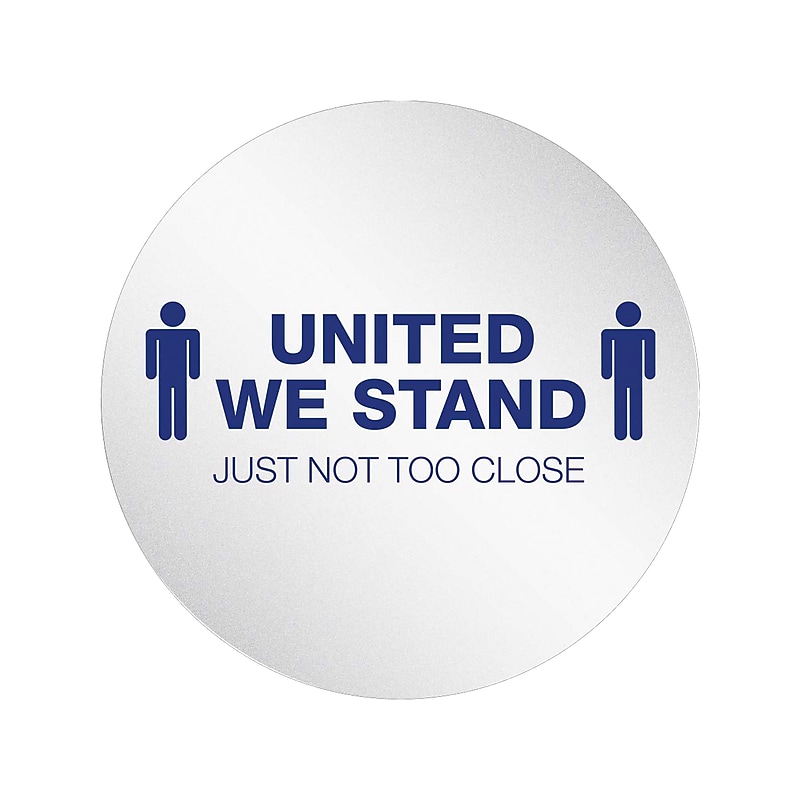Deflect-O StandSafe Spacing Disc, "United We Stand, Just Not Too Close", 20", Clear/Blue, 6/Pack  (PSDD20UWS/6) image 1