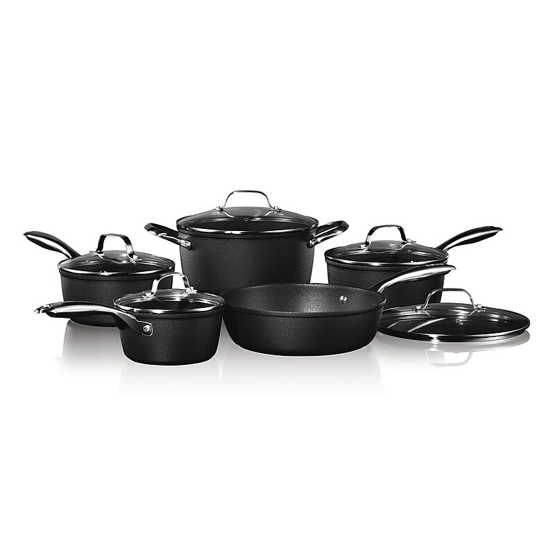 The Rock by Starfrit Aluminum 10-Piece Cookware Set, Black (034724-001-0000) image 1