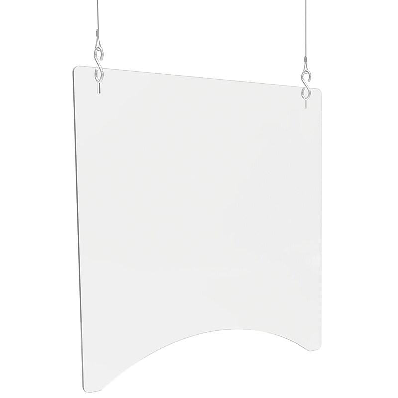 Deflect-O Hanging Sneeze Guard, 24" H x 24" W, Clear Acrylic, 2/Carton (PBCHA2424) image 1