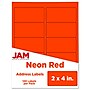 JAM Paper Laser/Inkjet Shipping Labels, 2" x 4", Neon Red, 10 Labels/Sheet, 12 Sheets/Pack (354328034)~#|#~sp90422428_sc7