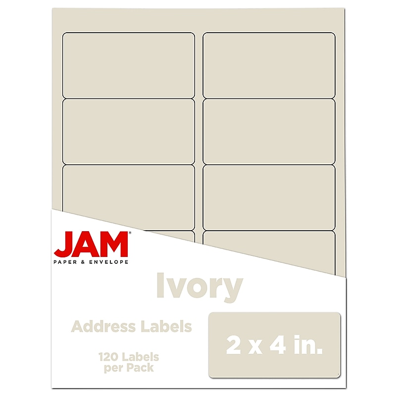 JAM Paper Laser/Inkjet Shipping Shipping Labels, 2" x 4", Ivory, 10 Labels/Sheet, 12 Sheets/Pack (17966070) image 1