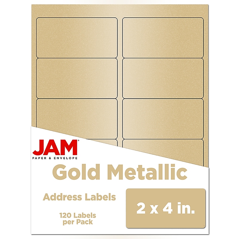 JAM Paper Laser/Inkjet Shipping Labels, 2" x 4", Gold Metallic, 10 Labels/Sheet, 12 Sheets/Pack (40732538) image 1