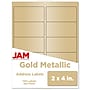 JAM Paper Laser/Inkjet Shipping Labels, 2" x 4", Gold Metallic, 10 Labels/Sheet, 12 Sheets/Pack (40732538)~#|#~sp90422439_sc7