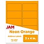 JAM Paper Laser/Inkjet Shipping Labels, 2" x 4", Neon Orange, 10 Labels/Sheet, 12 Sheets/Pack (35432826)~#|#~sp90422445_sc7