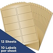 JAM Paper Laser/Inkjet Shipping Address Labels, 2" x 4", Gold Metallic, 10 Labels/Sheet, 12 Sheets/Pack (40732538)