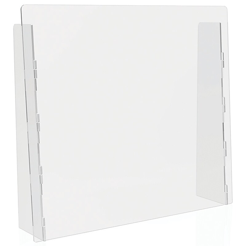 Deflect-O Freestanding Sneeze Guard, 24"H x 27"W, Clear Polycarbonate, 2/Carton (PBCTPC2724F) image 1