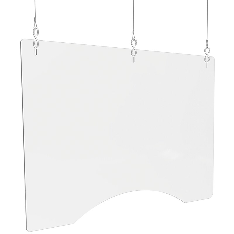 Deflect-O Hanging Sneeze Guard, 24"H x 36"W, Clear Acrylic, 2/Carton (PBCHA3624) image 1