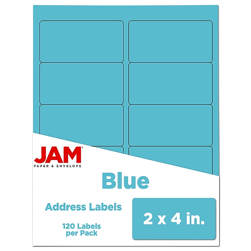 JAM Paper Laser/Inkjet Shipping Address Labels, 2" x 4", Blue, 10 Labels/Sheet, 12 Sheets/Pack (302725768) image 1