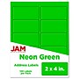 JAM Paper Laser/Inkjet Shipping Labels, 2" x 4", Neon Green, 10 Labels/Sheet, 12 Sheets/Pack (354328017)~#|#~sp90422687_sc7