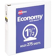 Avery Economy 1 1/2" 3-Ring View Binder, White (5726)